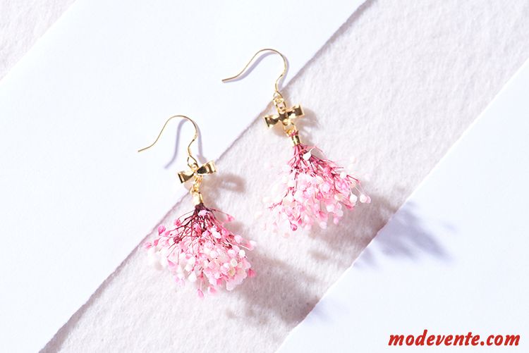 Boucles D'oreilles Femme Original Fleur Doux Longue Section Manuel Ultra Rose