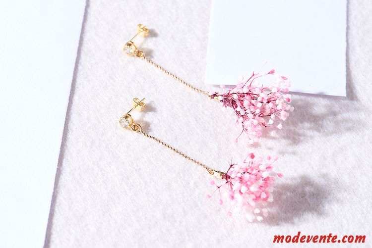 Boucles D'oreilles Femme Original Fleur Doux Longue Section Manuel Ultra Rose