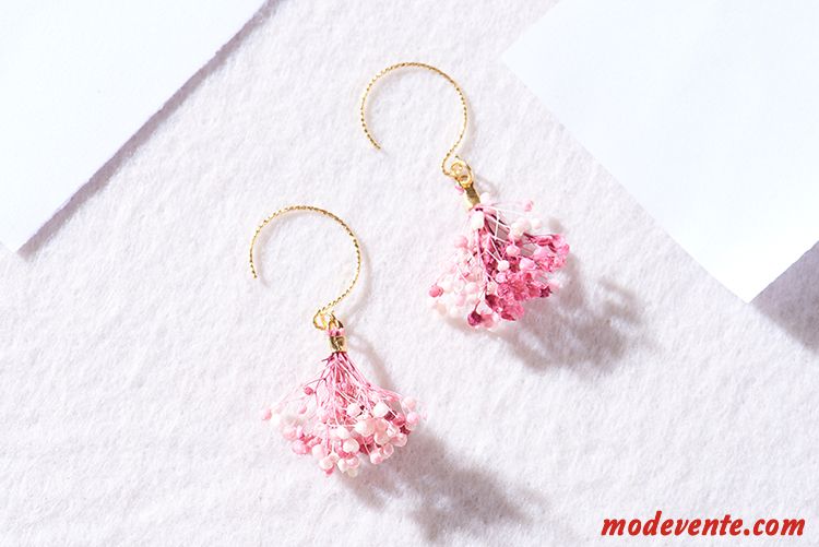 Boucles D'oreilles Femme Original Fleur Doux Longue Section Manuel Ultra Rose