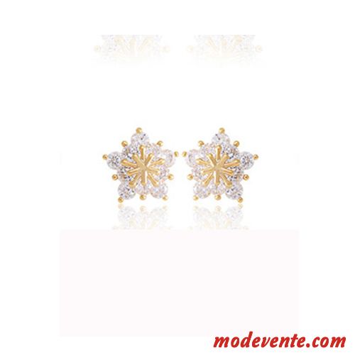 Boucles D'oreilles Femme Pure Doux Tempérament Mode Accessoires Flocon De Neige Rose Or Argent