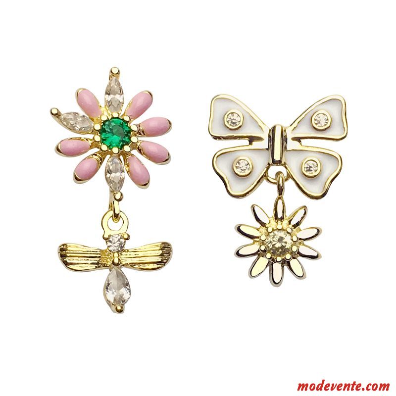 Boucles D'oreilles Femme Pure Tempérament Fleurs Personnalité Réseau Simple Rouge Or Argent