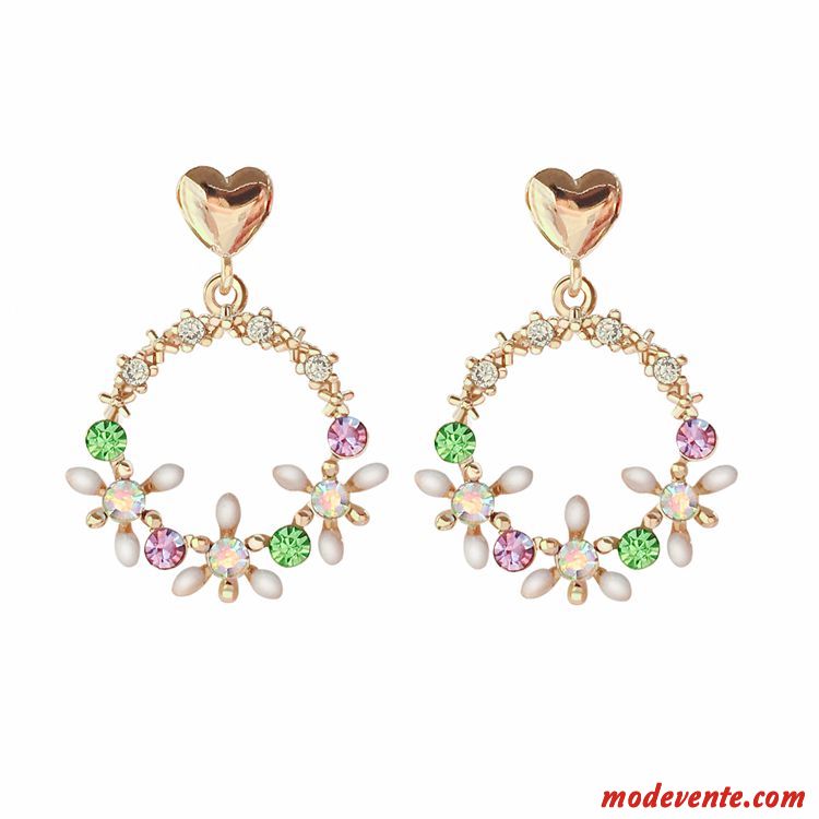 Boucles D'oreilles Femme Pure Tempérament Fleurs Personnalité Réseau Simple Rouge Or Argent