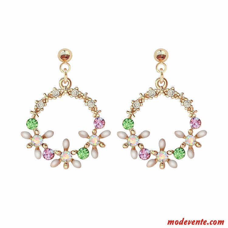 Boucles D'oreilles Femme Pure Tempérament Fleurs Personnalité Réseau Simple Rouge Or Argent