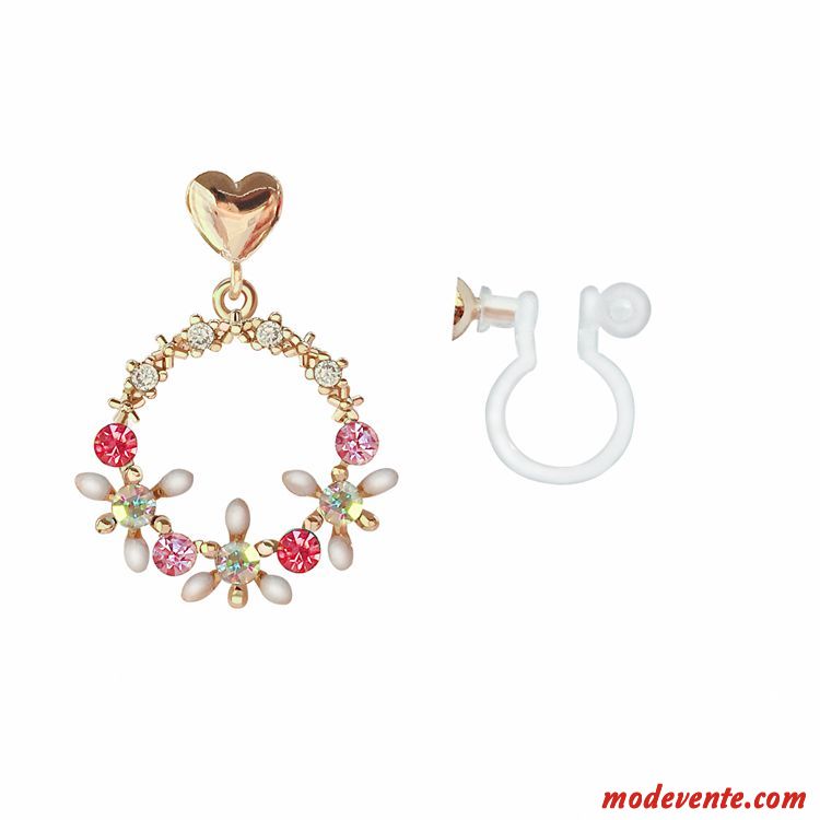 Boucles D'oreilles Femme Pure Tempérament Fleurs Personnalité Réseau Simple Rouge Or Argent