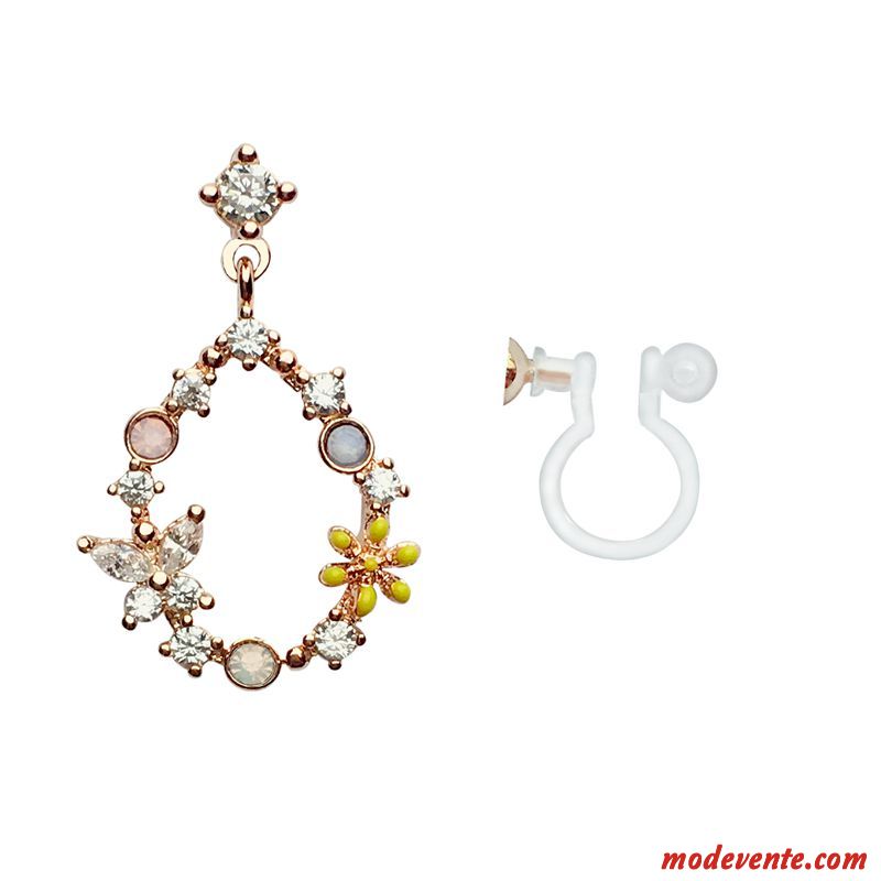 Boucles D'oreilles Femme Pure Tempérament Fleurs Personnalité Réseau Simple Rouge Or Argent