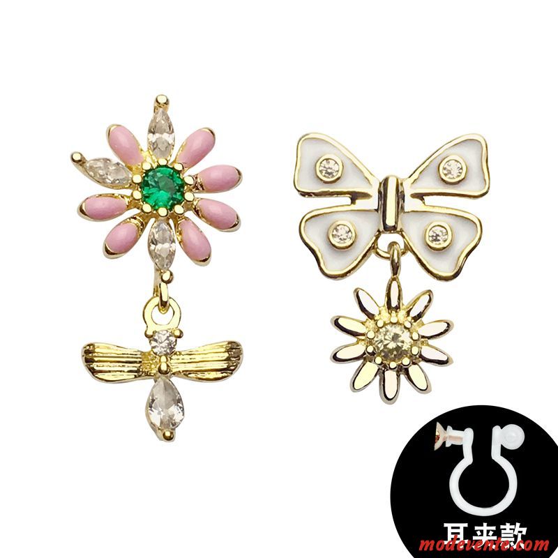 Boucles D'oreilles Femme Pure Tempérament Fleurs Personnalité Réseau Simple Rouge Or Argent