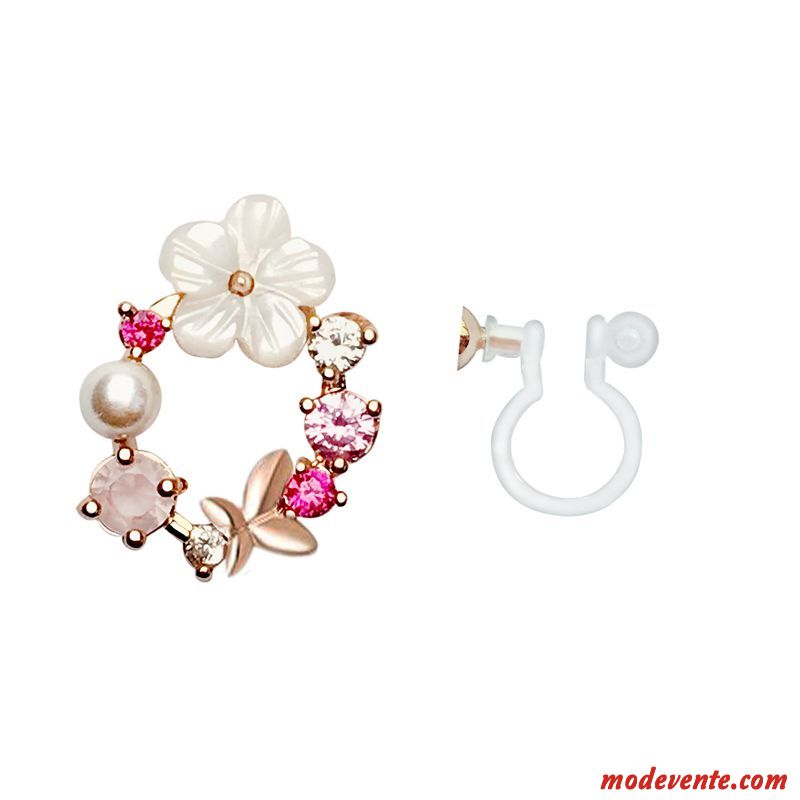 Boucles D'oreilles Femme Pure Tempérament Fleurs Personnalité Réseau Simple Rouge Or Argent