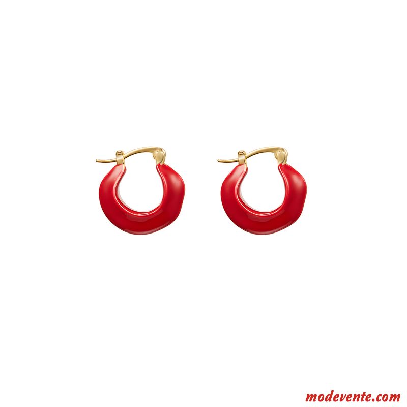 Boucles D'oreilles Femme Réseau Accessoires Irrégulier Personnalité Tendance Rouge Or
