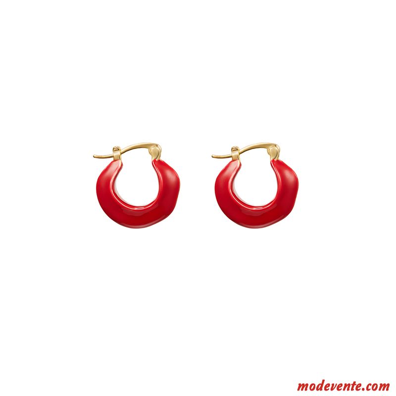 Boucles D'oreilles Femme Réseau Accessoires Irrégulier Personnalité Tendance Rouge Or