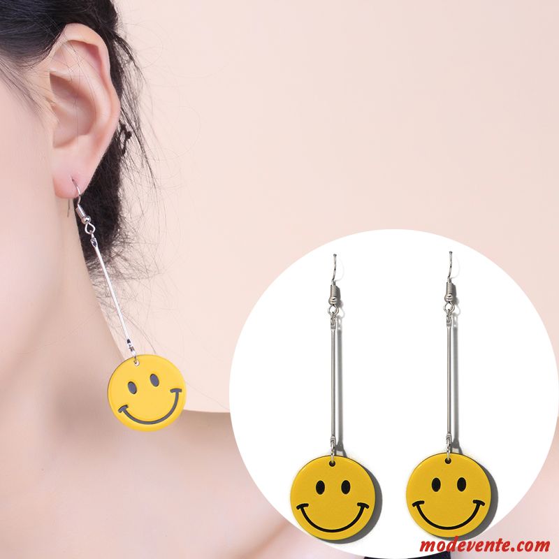 Boucles D'oreilles Femme Réseau Tempérament Longue Section Personnalité Rouge Jaune