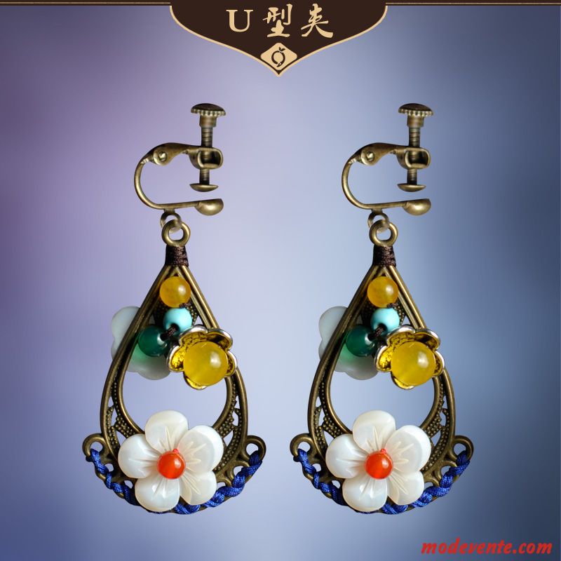 Boucles D'oreilles Femme Rétro Folk-custom Classique Accessoires Sided Original Jaune