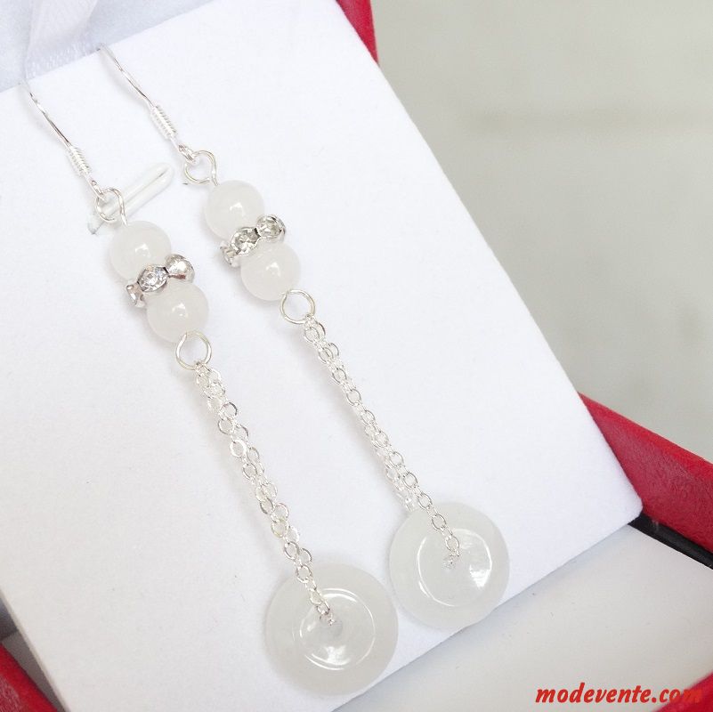 Boucles D'oreilles Femme Spécial Pure Naturel Rouge Argent