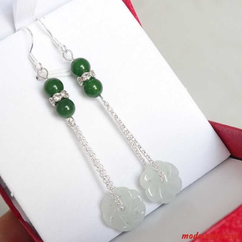 Boucles D'oreilles Femme Spécial Pure Naturel Rouge Argent