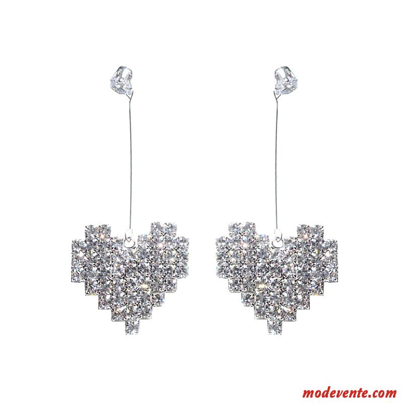 Boucles D'oreilles Femme Tendance Fleur Accessoires Cristal Tempérament Flocon De Neige Argent