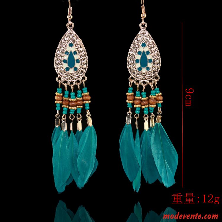 Boucles D'oreilles Femme Vacances Longue Section Ultra Rétro Tassel Folk-custom Rouge