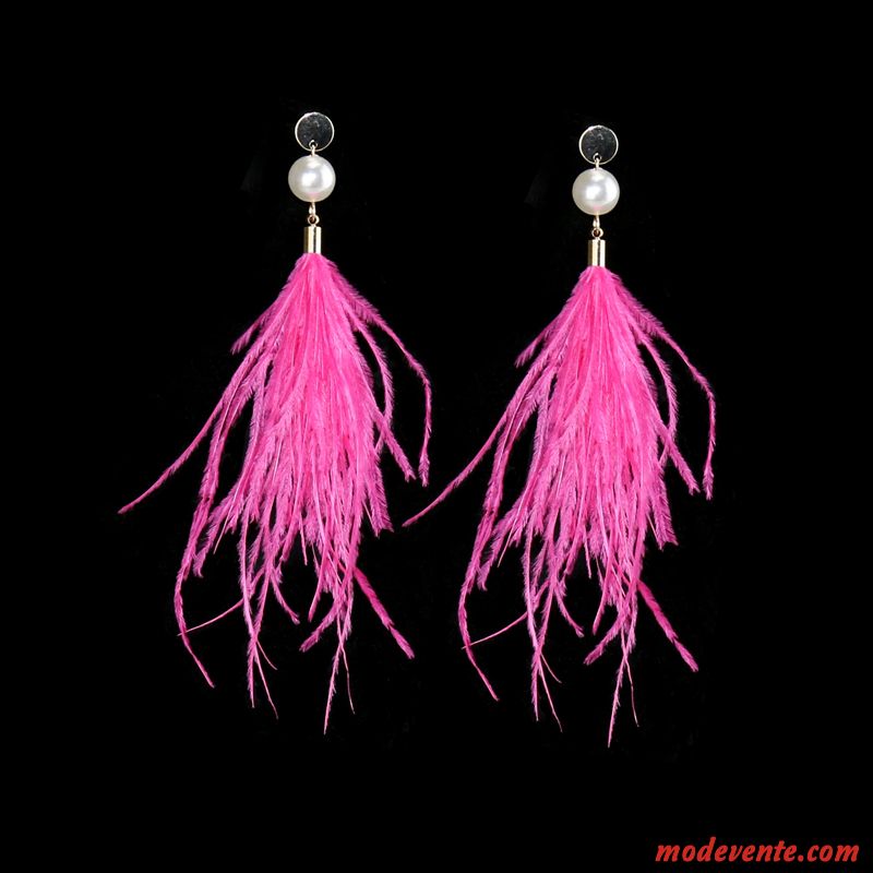 Boucles D'oreilles Femme Vacances Longue Section Ultra Rétro Tassel Folk-custom Rouge