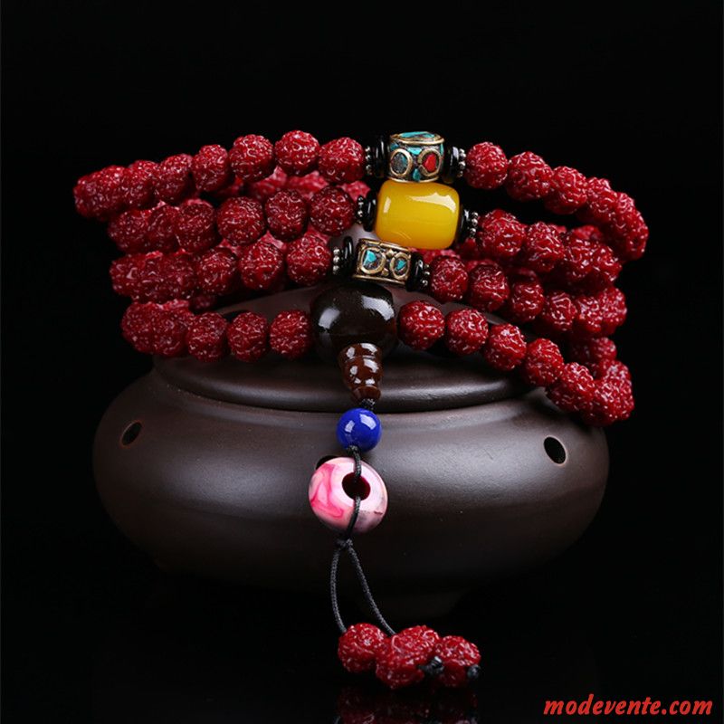 Bracelet Homme Dragon Naturel Rouge Brun Or