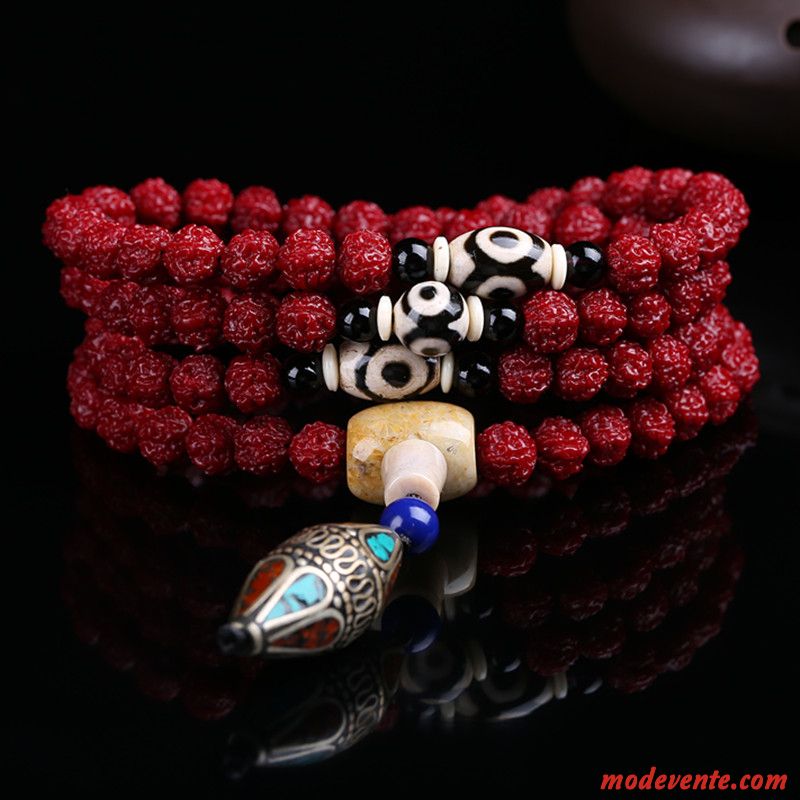 Bracelet Homme Dragon Naturel Rouge Brun Or