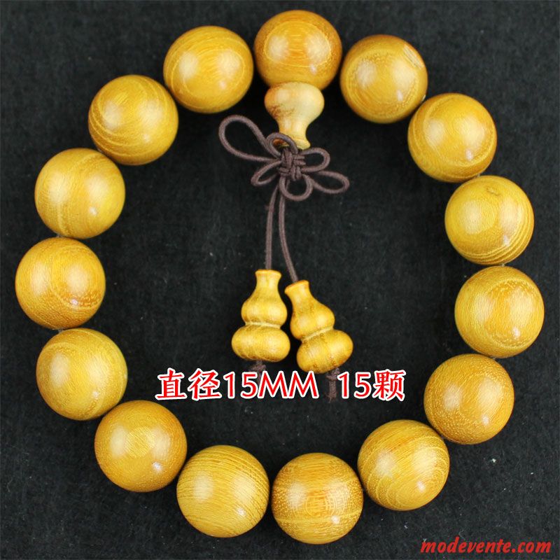 Bracelet Homme Petit Bois De Santal Femme Soie Bois Massif Jaune Or