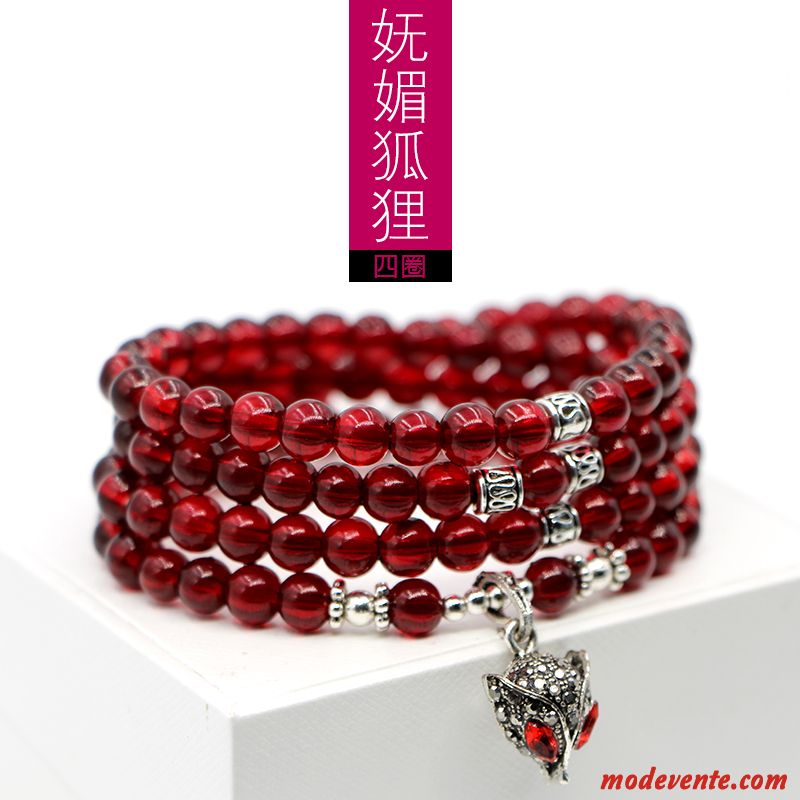 Bracelets Femme Cadeau Cristal Multicouche Naturel Bordeaux Brun