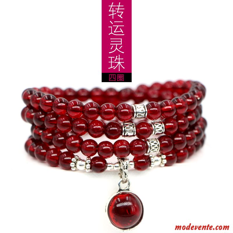 Bracelets Femme Cadeau Cristal Multicouche Naturel Bordeaux Brun