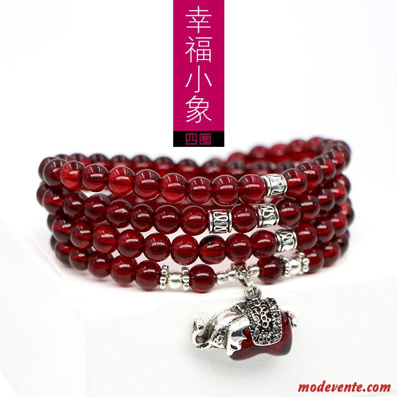 Bracelets Femme Cadeau Cristal Multicouche Naturel Bordeaux Brun