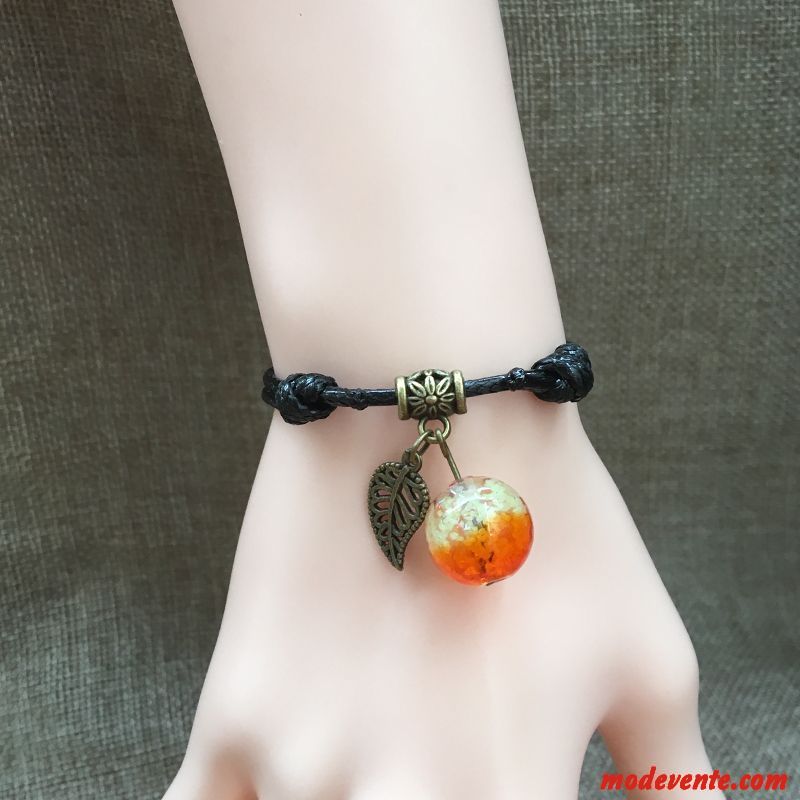 Bracelets Femme Cercle Des Cheveux Charmant Réseau Ultra Frais Corde Tête Orange Rouge