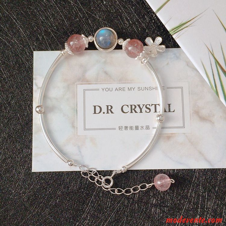 Bracelets Femme Naturel Fraise Pure Cristal Cadeau Longue Bleu Violet Argent