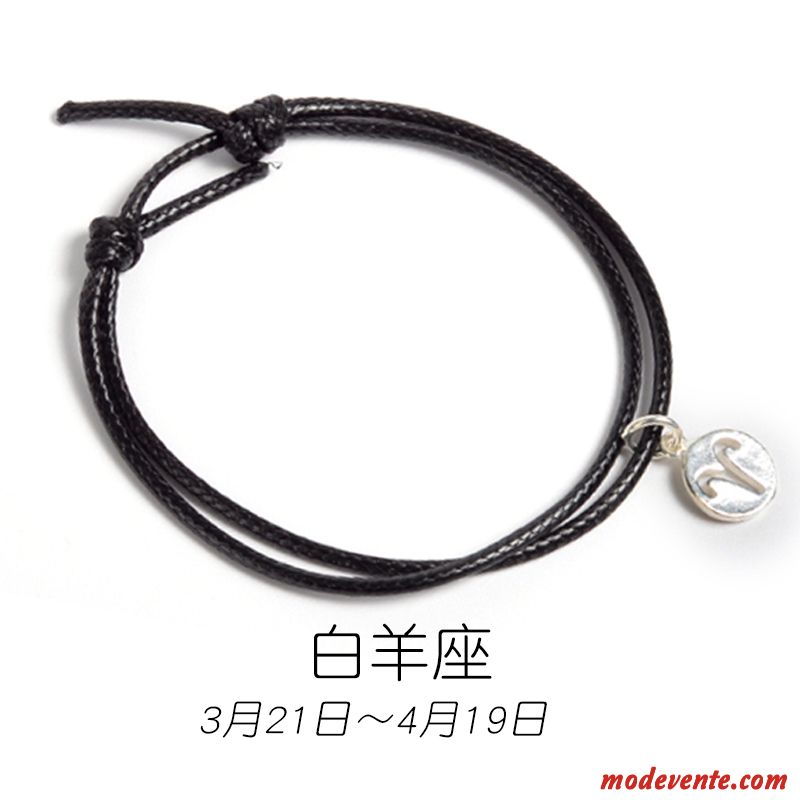 Bracelets Femme Étudiant All-match Simple Amoureux Noir