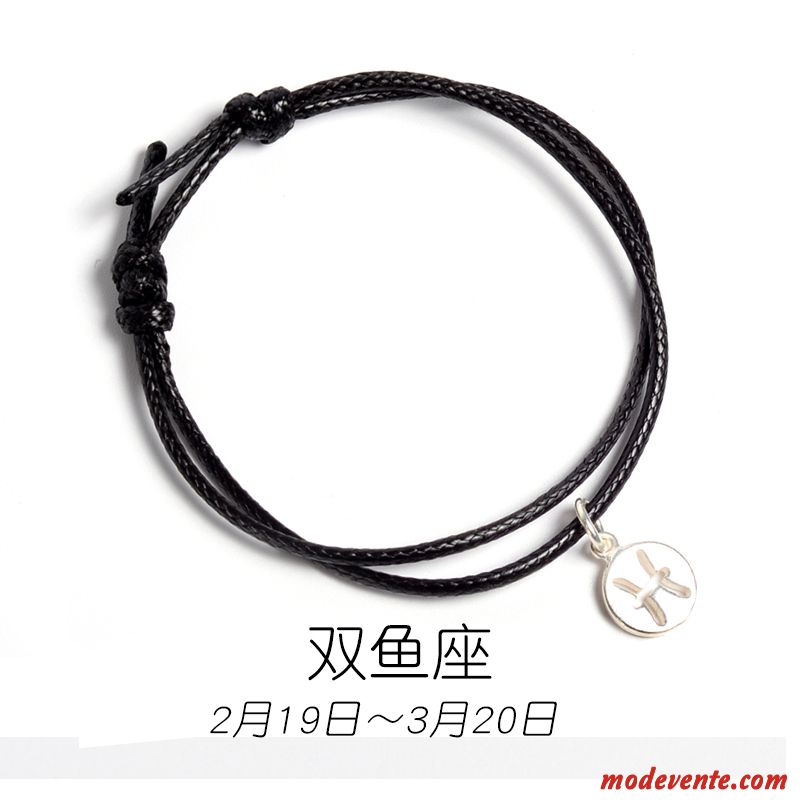 Bracelets Femme Étudiant All-match Simple Amoureux Noir