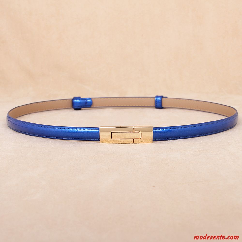 Ceinture Femme All-match Cuir De Vache Simple Élégant Bien Mode Bleu Noir Rouge