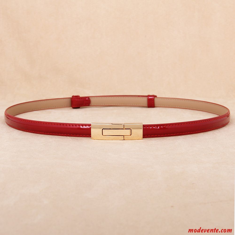 Ceinture Femme All-match Cuir De Vache Simple Élégant Bien Mode Bleu Noir Rouge