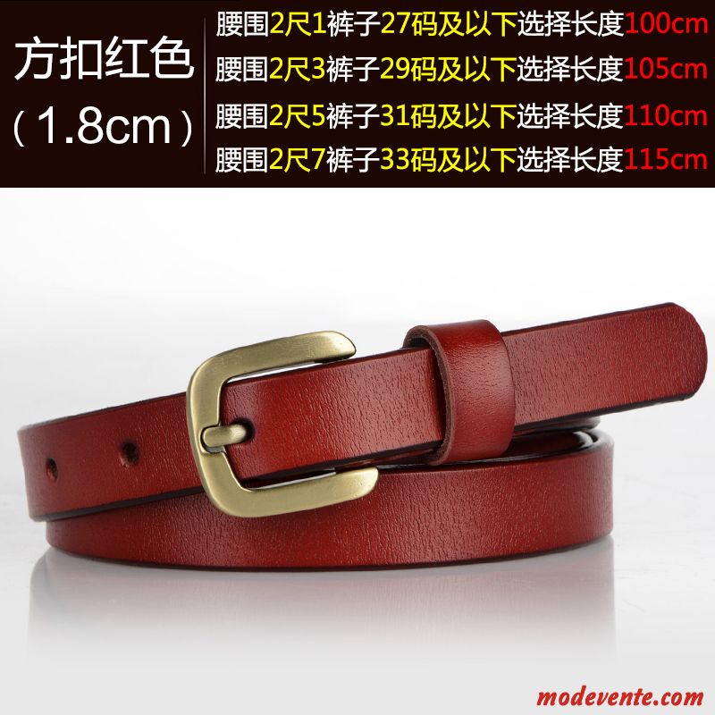 Ceinture Femme All-match Jeans Cuir Véritable Boucle Simple Cuir De Vache Marron