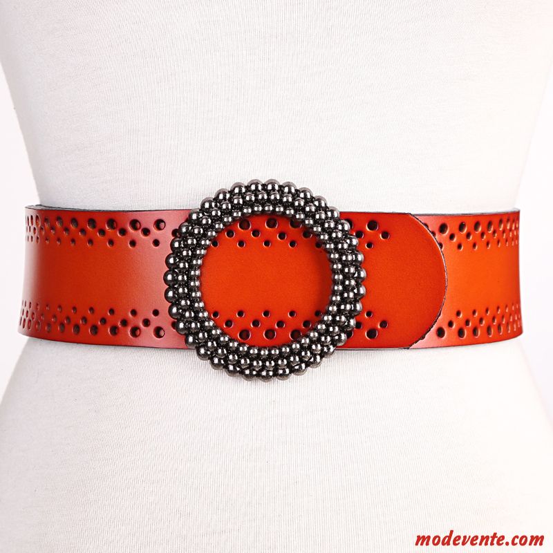 Ceinture Femme All-match Été Décoration Cuir Véritable Cuir De Vache Mode Noir Vert