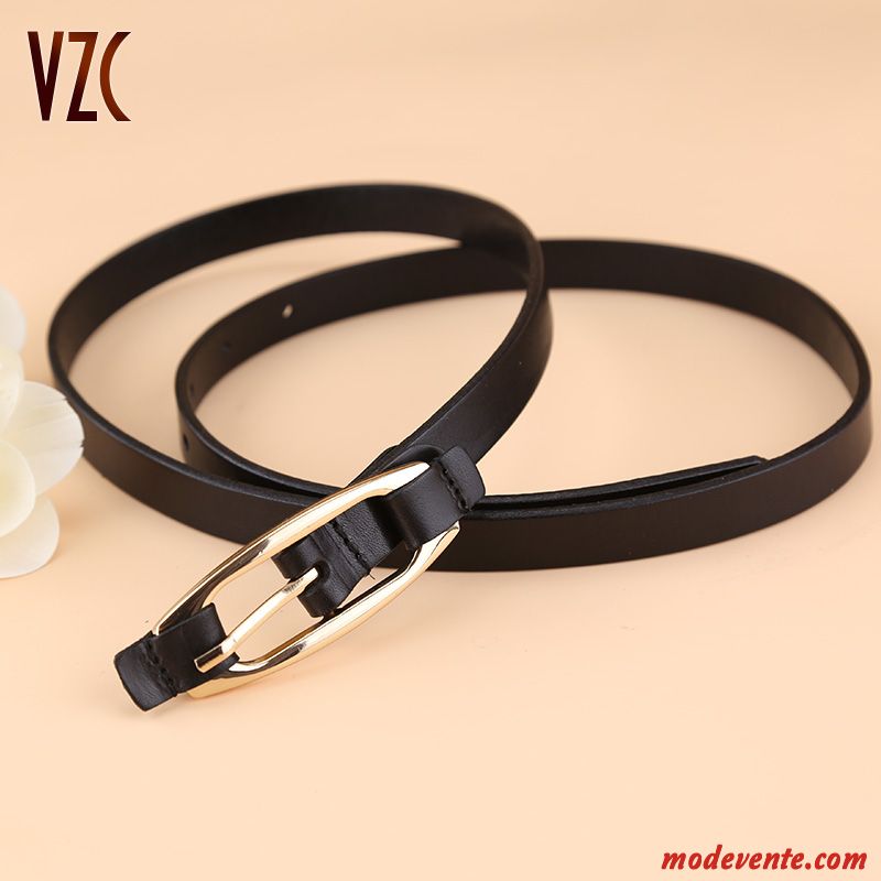 Ceinture Femme Bien Couche De Tête Boucle Cuir Véritable Cuir De Vache All-match Brun