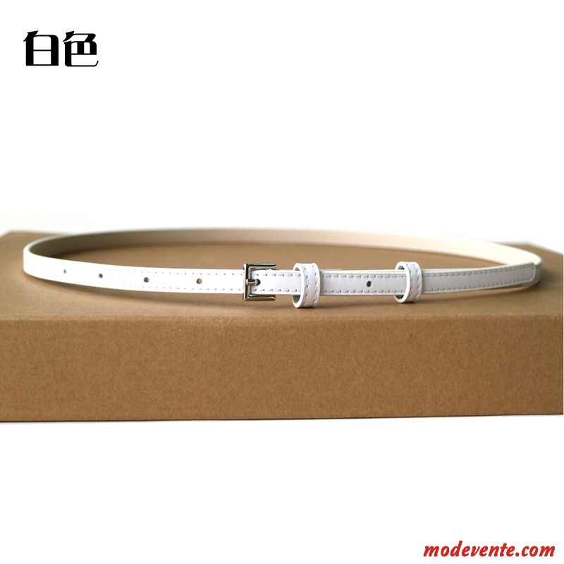 Ceinture Femme Bien Cuir De Vache Mode All-match Couche De Tête Cuir Véritable Bleu Blanc Noir Rouge Rose Gris