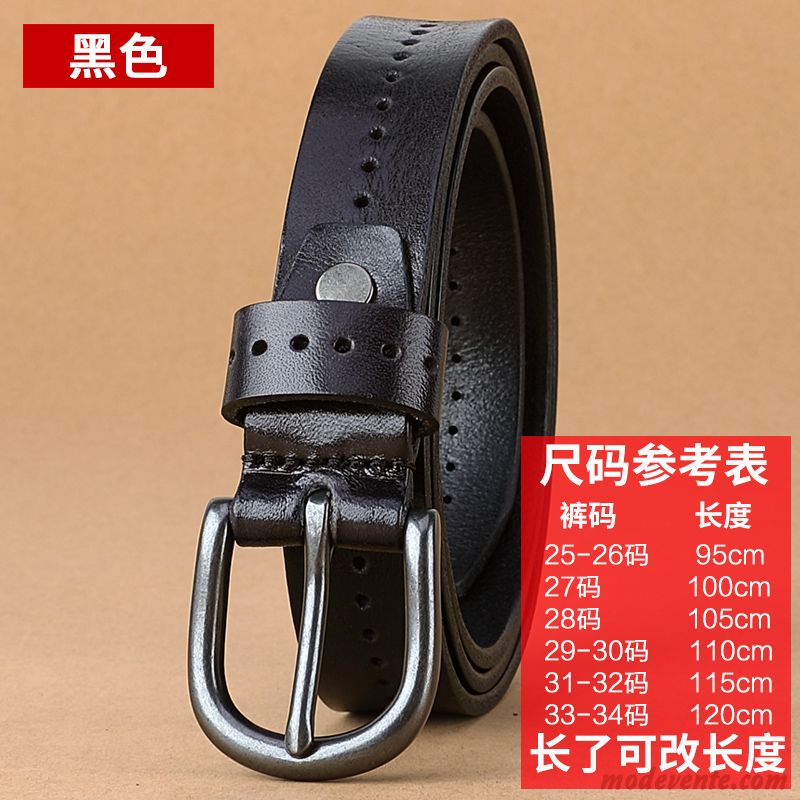 Ceinture Femme Couche De Tête Tendance Jeans Cuir De Vache Le Nouveau Rétro Marron Foncé