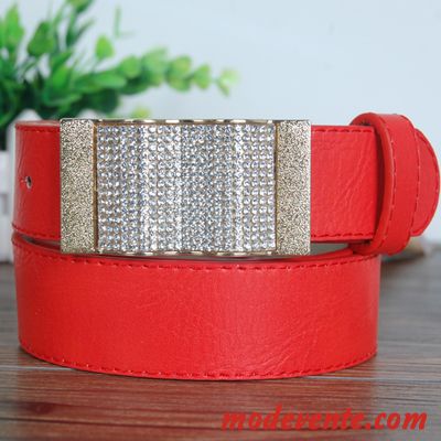 Ceinture Femme Cristal Pierres De Strass Décoration Simple Bien All-match Rose