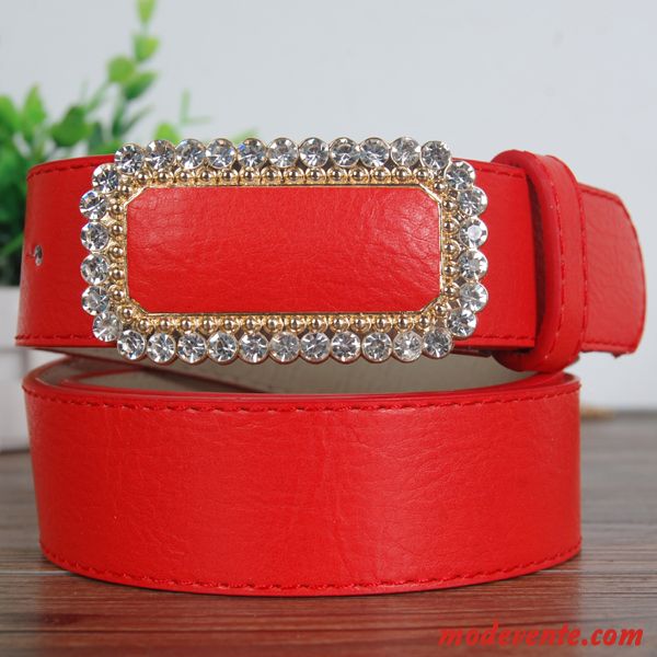 Ceinture Femme Cristal Pierres De Strass Décoration Simple Bien All-match Rose