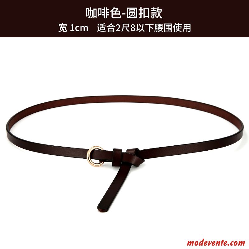 Ceinture Femme Cuir De Vache All-match Cuir Véritable Simple Bien Mode Noir Marron