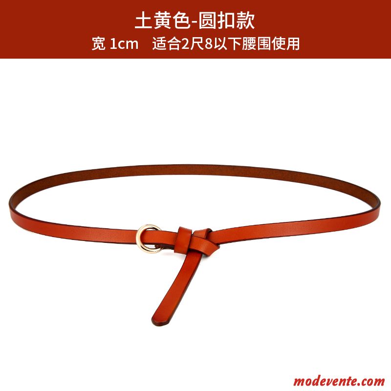 Ceinture Femme Cuir De Vache All-match Cuir Véritable Simple Bien Mode Noir Marron