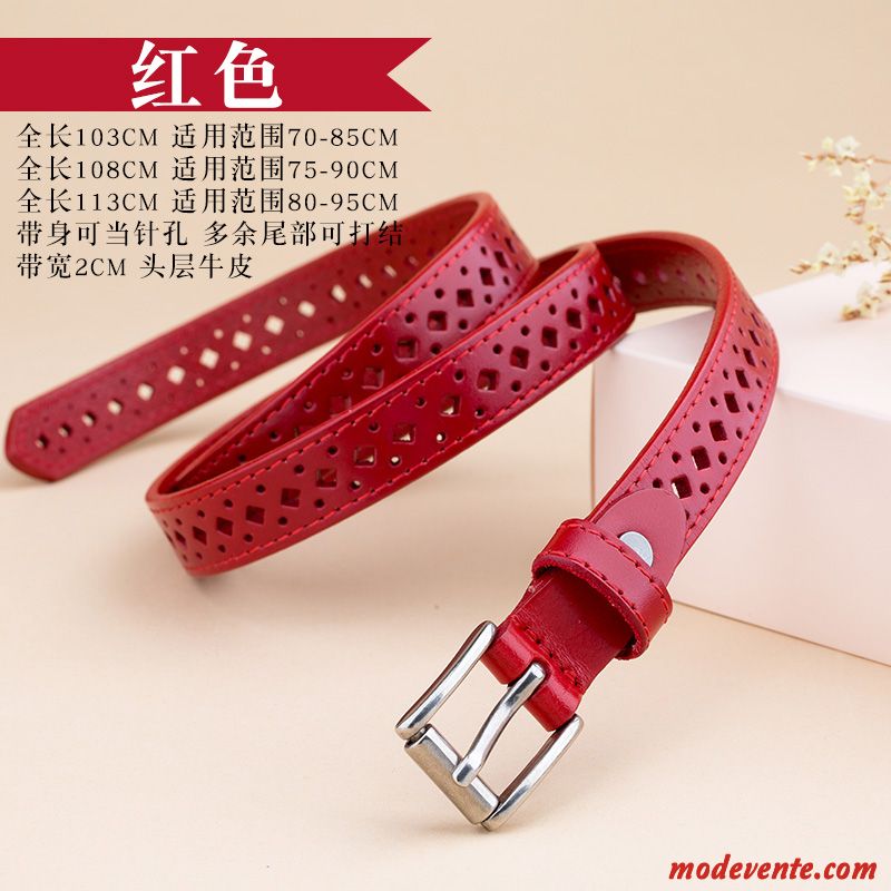 Ceinture Femme Cuir De Vache Couche De Tête Décoration Jeans Printemps Bien Noir Marron