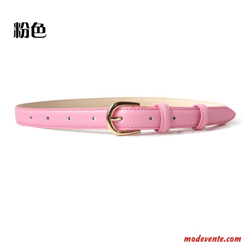 Ceinture Femme Cuir De Vache Cuir Véritable Mode Décoration Simple All-match Blanc Noir Rose Gris