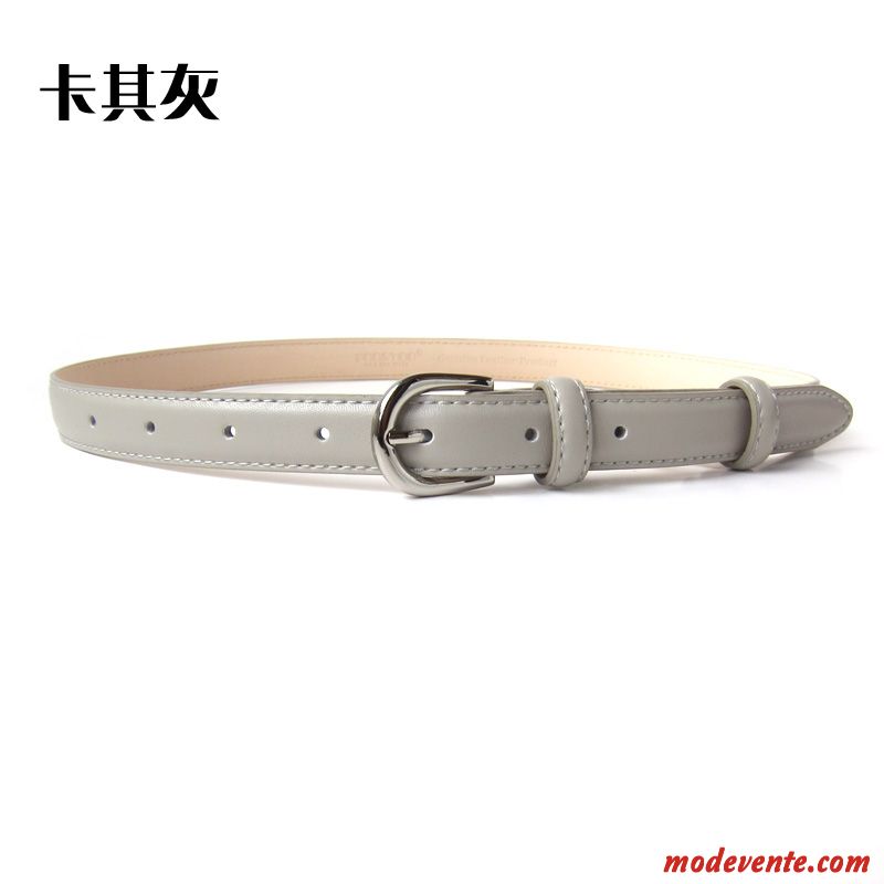 Ceinture Femme Cuir De Vache Cuir Véritable Mode Décoration Simple All-match Blanc Noir Rose Gris