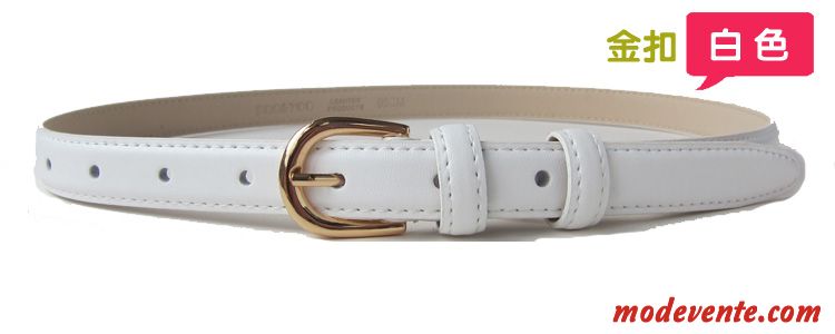 Ceinture Femme Cuir De Vache Cuir Véritable Mode Décoration Simple All-match Blanc Noir Rose Gris