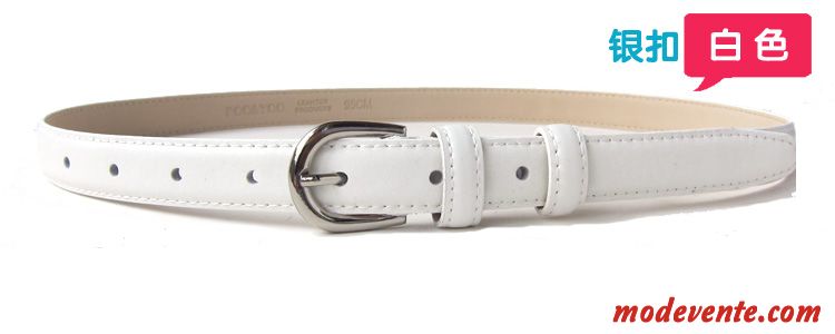 Ceinture Femme Cuir De Vache Cuir Véritable Mode Décoration Simple All-match Blanc Noir Rose Gris