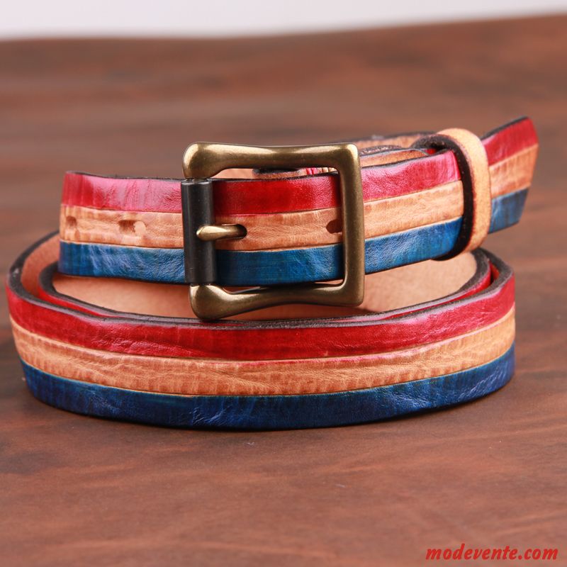 Ceinture Femme Cuir Pure Couche De Tête All-match Loisir Doux Cuir Véritable Brun