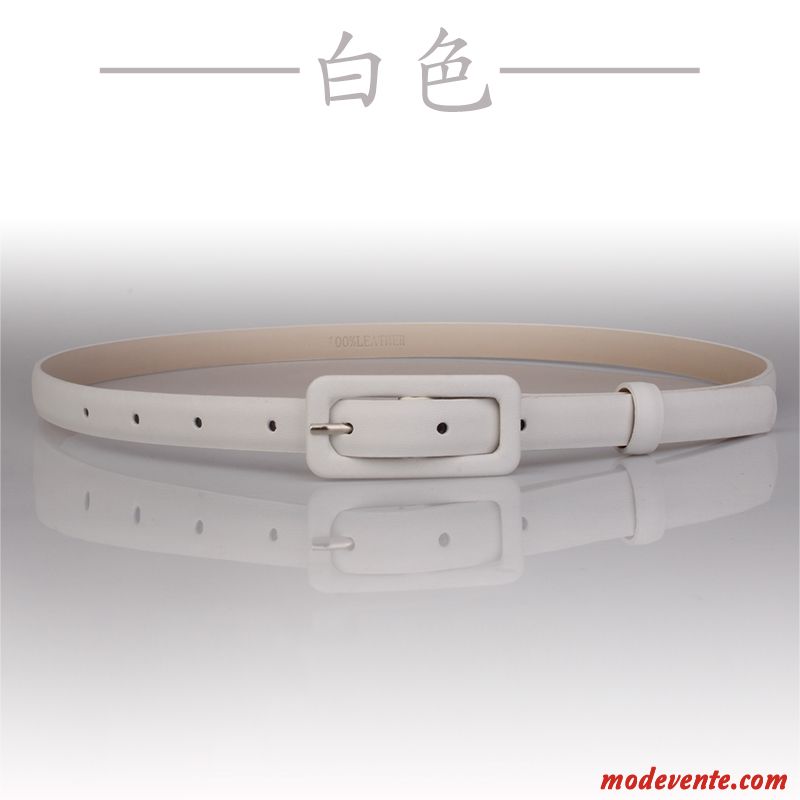 Ceinture Femme Cuir Véritable Décoration Modèles Féminins Beige All-match Simple Blanc