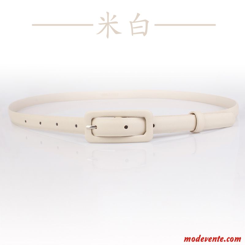 Ceinture Femme Cuir Véritable Décoration Modèles Féminins Beige All-match Simple Blanc