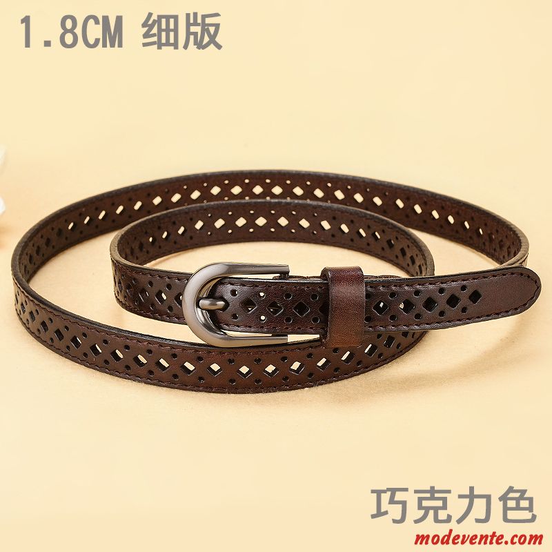 Ceinture Femme Cuir Véritable Simple Bien Décoration Rétro Couche De Tête Marron